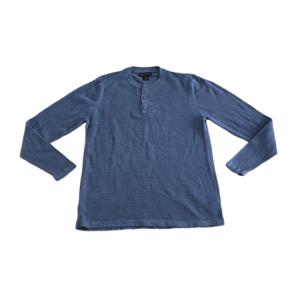 Art Of Rhetoric Henley Mens M Blue Cotton Textured LS Classic Casual Timeless
